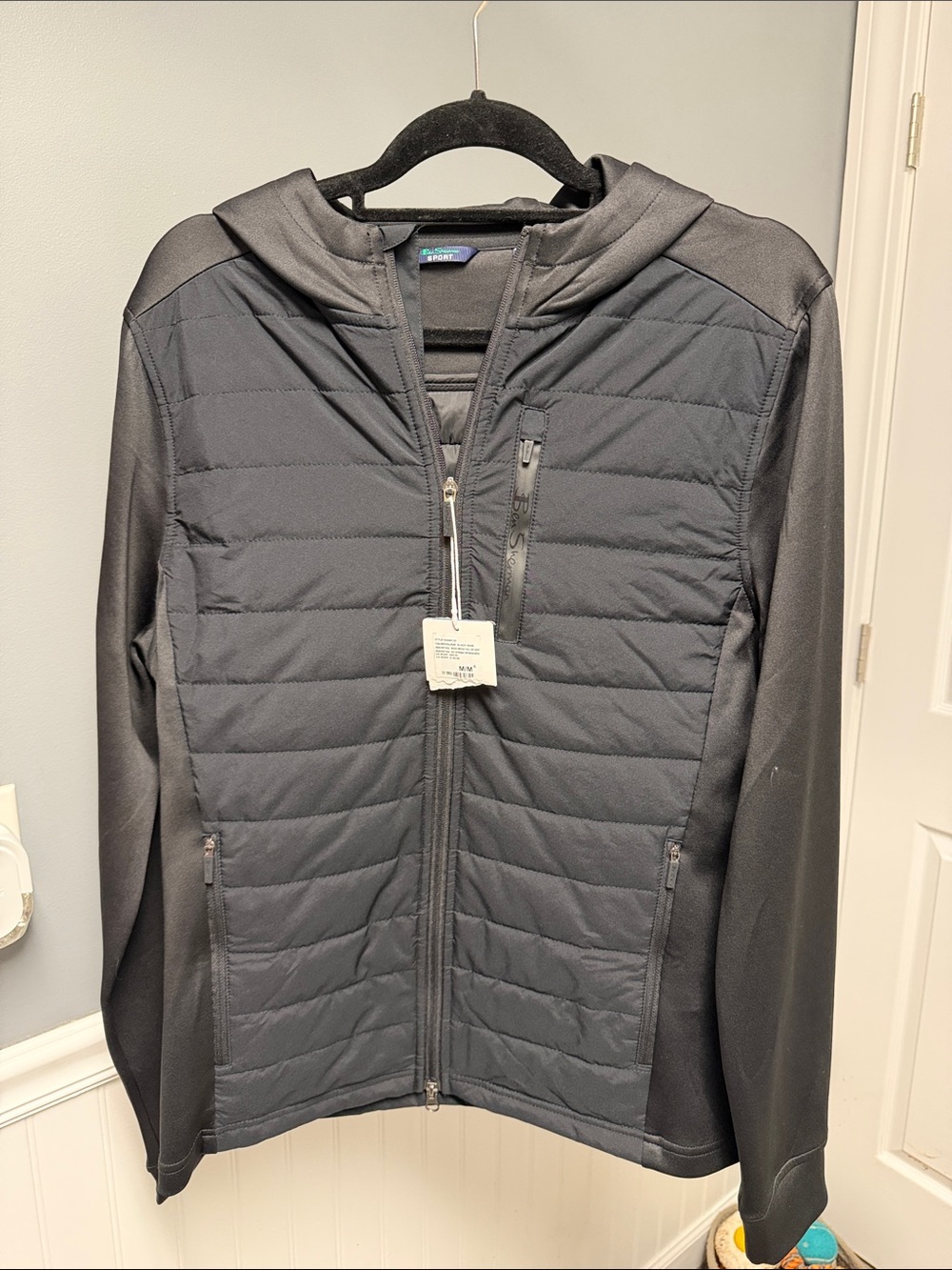 Ben Sherman Quilted Hooded Performance Jacket - Black